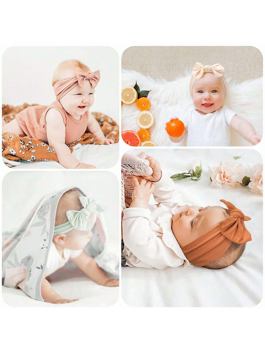 8pcs Handmade Baby Bow Headbands for Newborn and Toddler Daily Wear
