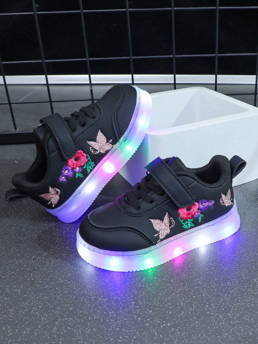 Kids 1 Pair LED Light Up Sneakers - Soft Bottom Casual Canvas Sport Shoes
