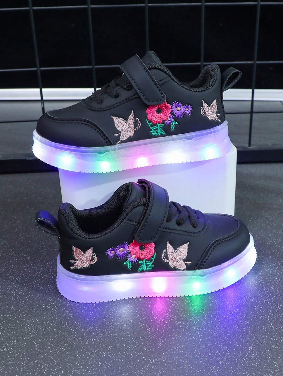 Kids 1 Pair LED Light Up Sneakers - Soft Bottom Casual Canvas Sport Shoes