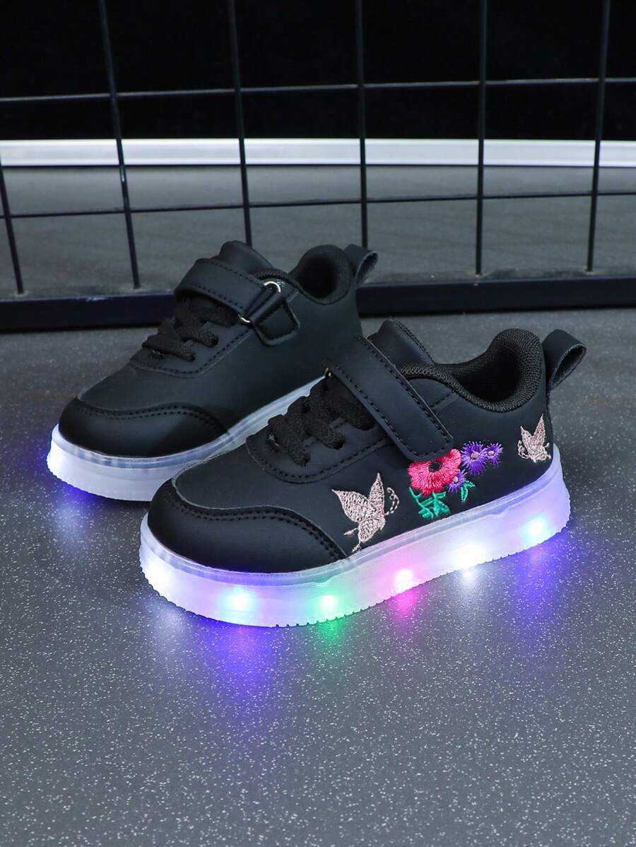 Kids 1 Pair LED Light Up Sneakers - Soft Bottom Casual Canvas Sport Shoes