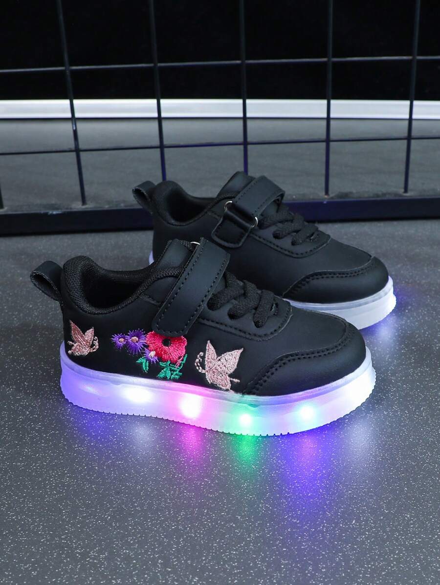 Kids 1 Pair LED Light Up Sneakers - Soft Bottom Casual Canvas Sport Shoes