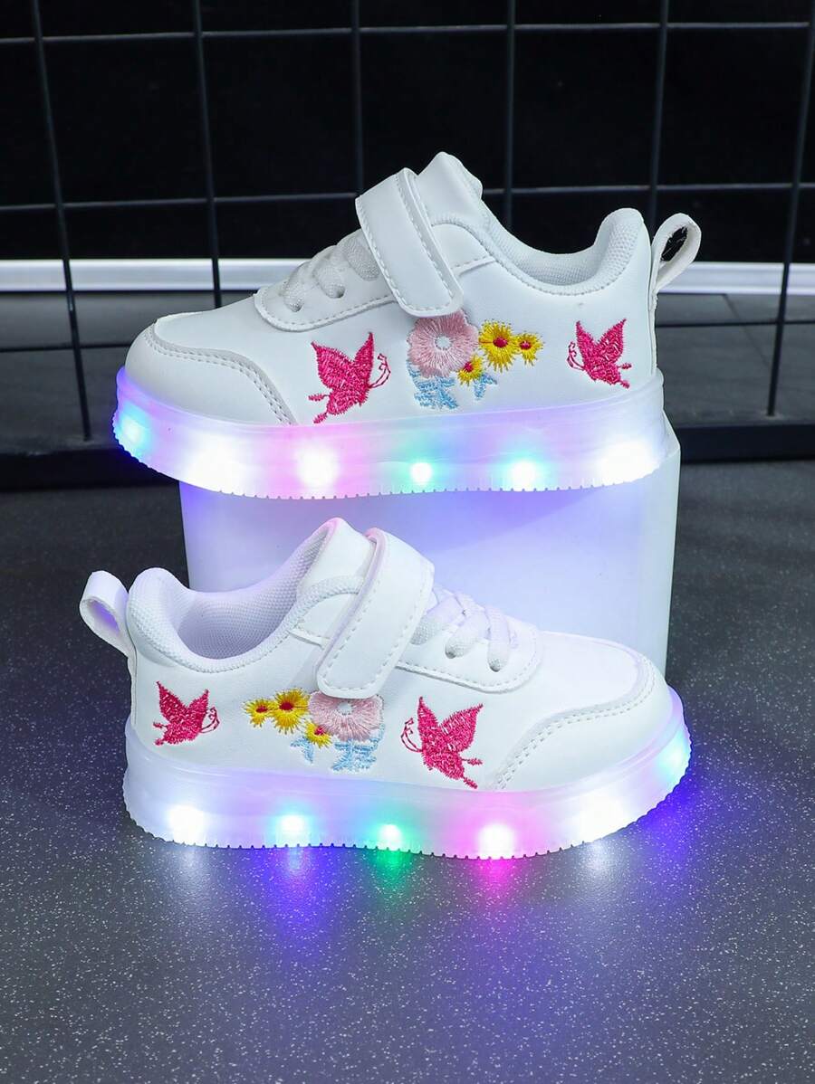 Kids 1 Pair LED Light Up Sneakers - Soft Bottom Casual Canvas Sport Shoes
