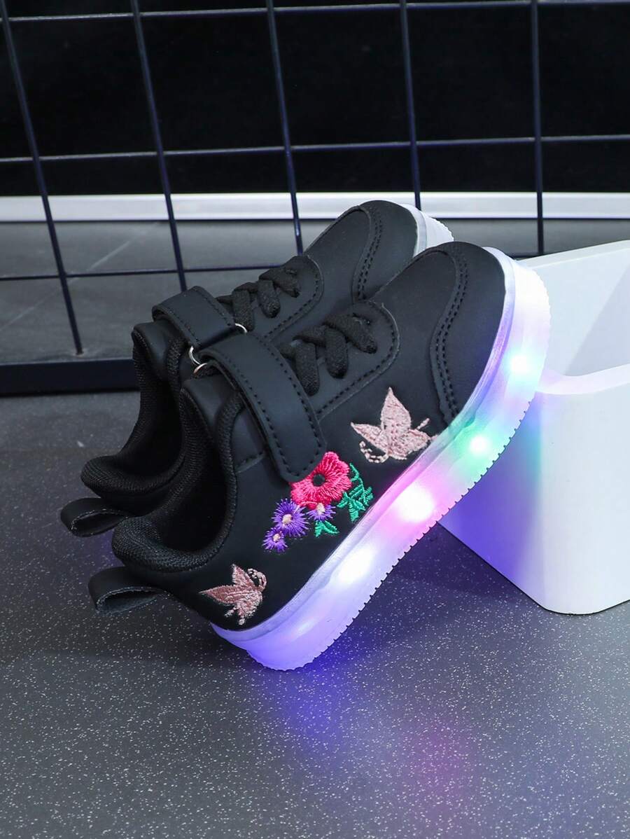 Kids 1 Pair LED Light Up Sneakers - Soft Bottom Casual Canvas Sport Shoes