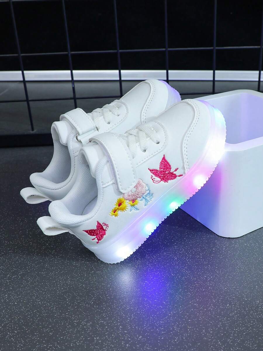 Kids 1 Pair LED Light Up Sneakers - Soft Bottom Casual Canvas Sport Shoes