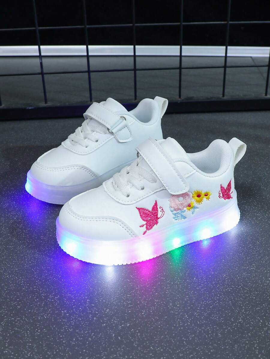 Kids 1 Pair LED Light Up Sneakers - Soft Bottom Casual Canvas Sport Shoes