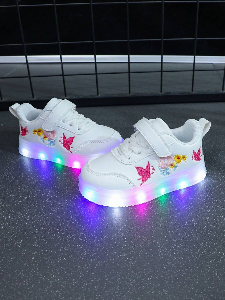 Kids 1 Pair LED Light Up Sneakers - Soft Bottom Casual Canvas Sport Shoes