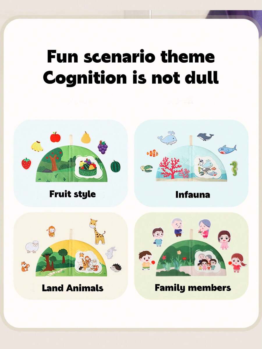 Interactive Cloth Busy Book for Toddlers Reusable Sticker Matching Activity Early Learning Sensory Toy