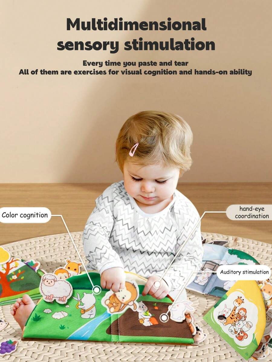 Interactive Cloth Busy Book for Toddlers Reusable Sticker Matching Activity Early Learning Sensory Toy