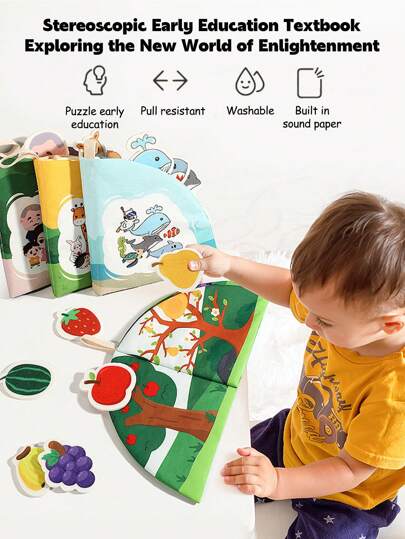 Interactive Cloth Busy Book for Toddlers Reusable Sticker Matching Activity Early Learning Sensory Toy