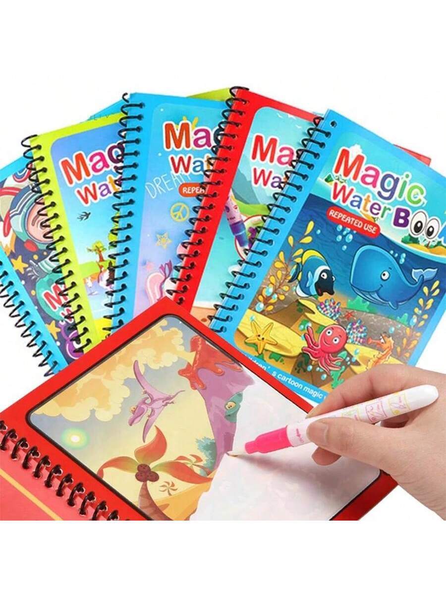 Magic Water Drawing Book Reusable Coloring and Painting Activity Book for Kids