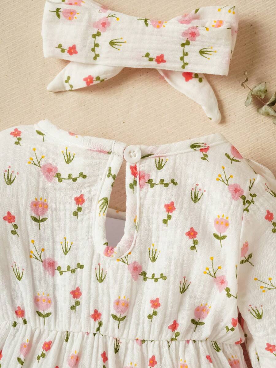 Baby Floral Butterfly Decor Long Sleeve Romper for Cute Daily Wear and Outings