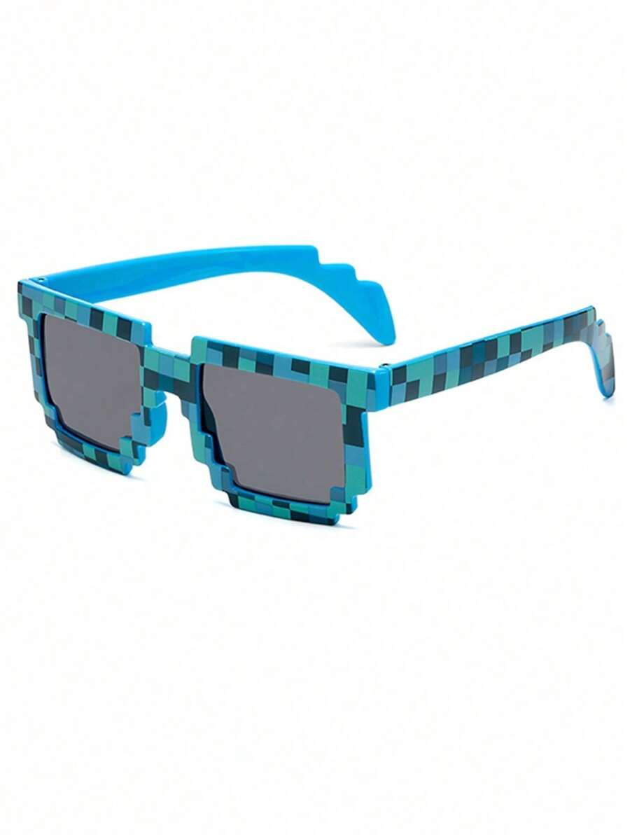 1-16 Piece Pixels Mosaic Glasses – Fashion & Personalized Party Glasses, Creative Green Thug Life Eyewear Gift for Kids & Teens