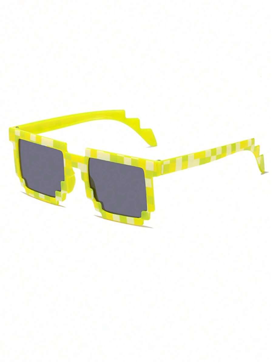 1-16 Piece Pixels Mosaic Glasses – Fashion & Personalized Party Glasses, Creative Green Thug Life Eyewear Gift for Kids & Teens