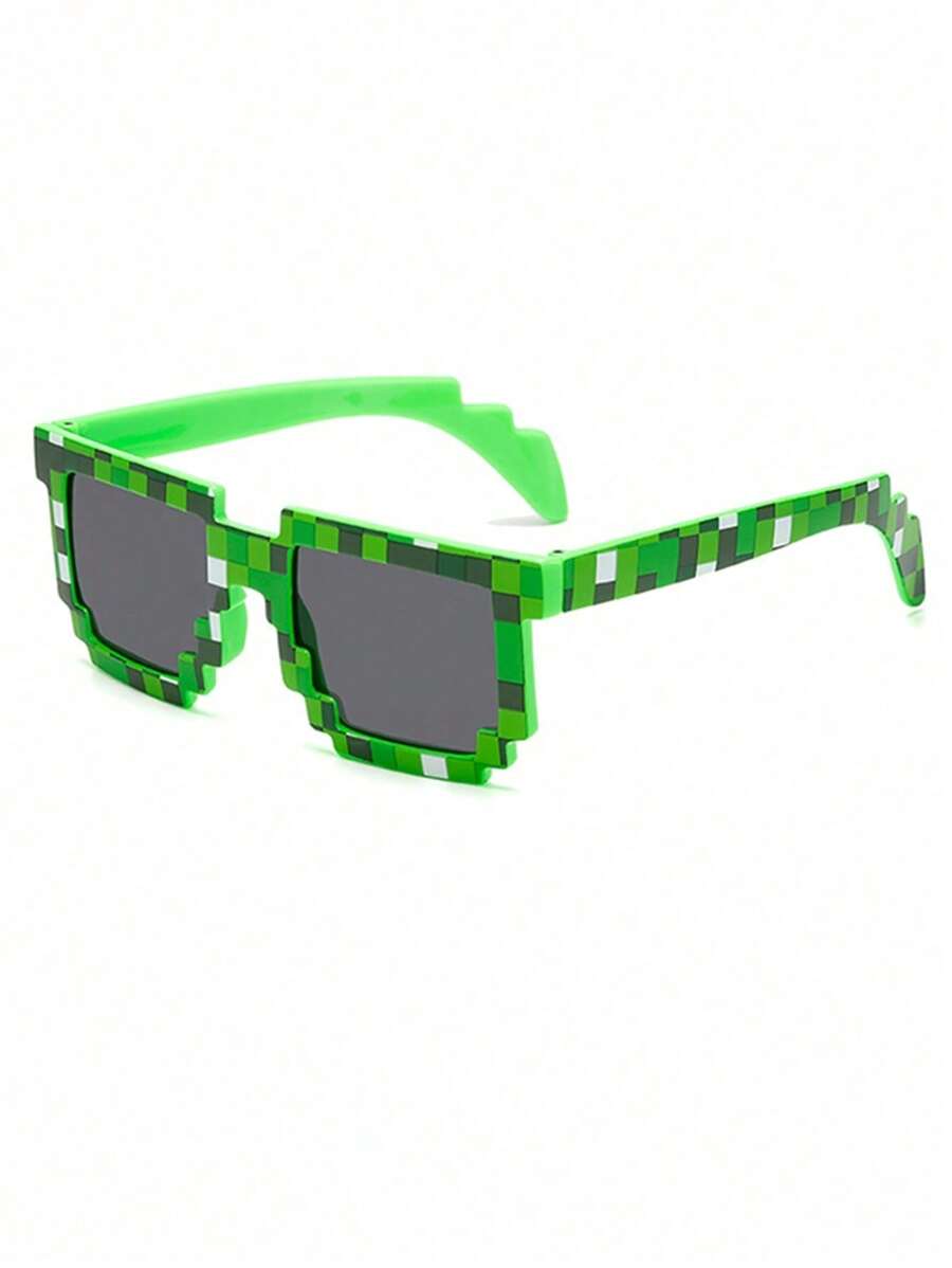 1-16 Piece Pixels Mosaic Glasses – Fashion & Personalized Party Glasses, Creative Green Thug Life Eyewear Gift for Kids & Teens