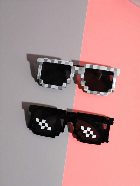 1-16 Piece Pixels Mosaic Glasses – Fashion & Personalized Party Glasses, Creative Green Thug Life Eyewear Gift for Kids & Teens