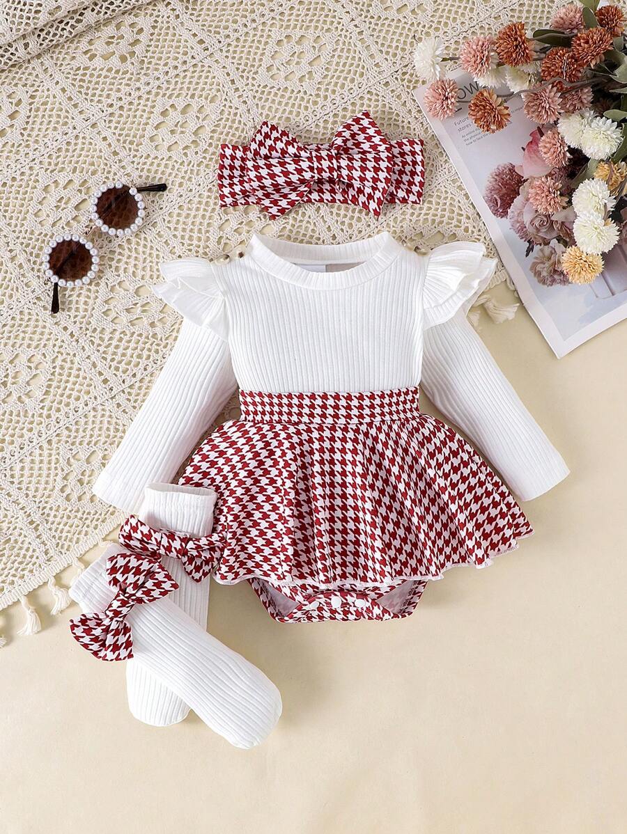Baby Ribbed Patchwork Long Sleeve Romper for Spring and Autumn Daily Wear