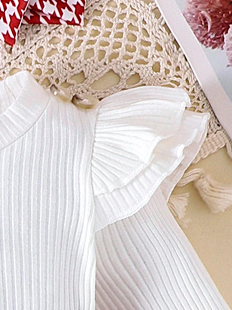 Baby Ribbed Patchwork Long Sleeve Romper for Spring and Autumn Daily Wear