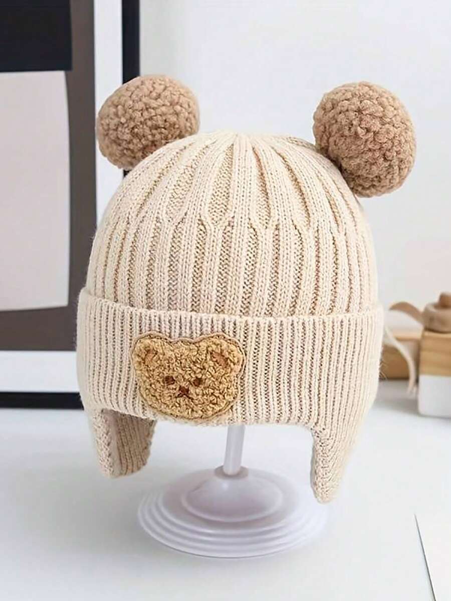 Bear Ear Knitted Winter Beanie Hat for Cute Warm Outdoor Wear