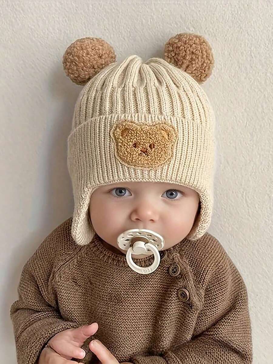 Bear Ear Knitted Winter Beanie Hat for Cute Warm Outdoor Wear
