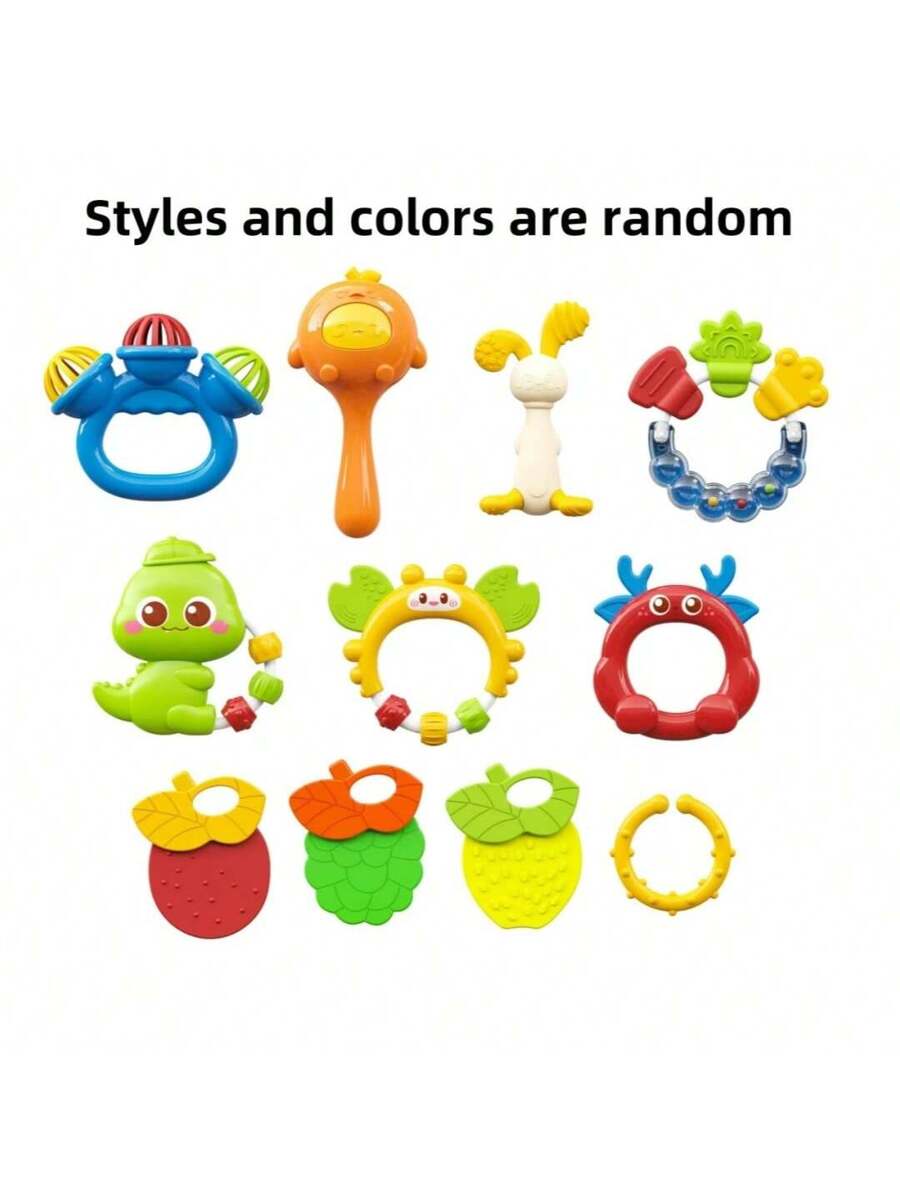 Baby Silicone Teething Toy Set Fruit Shape Teether Keys Freezable Teethers for Infants Boys and Girls