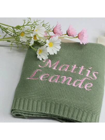 Personalized Kids Knitted Blanket – Custom Name Stroller & Nap Blanket