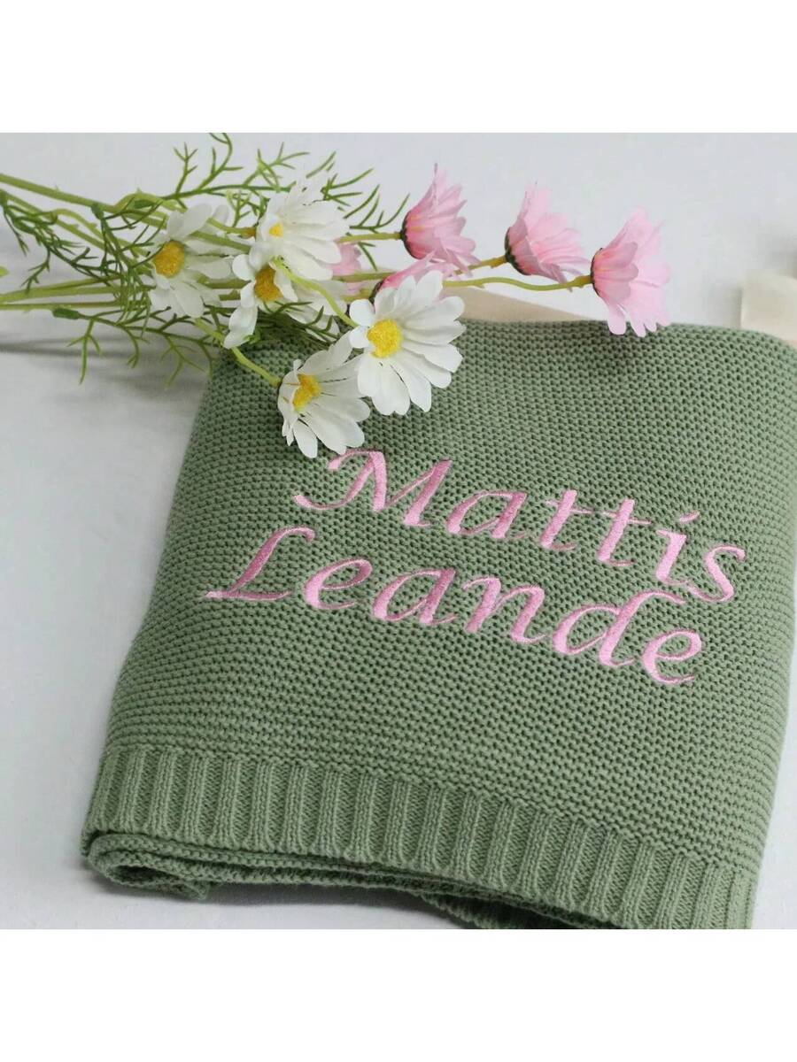 Personalized Kids Knitted Blanket – Custom Name Stroller & Nap Blanket