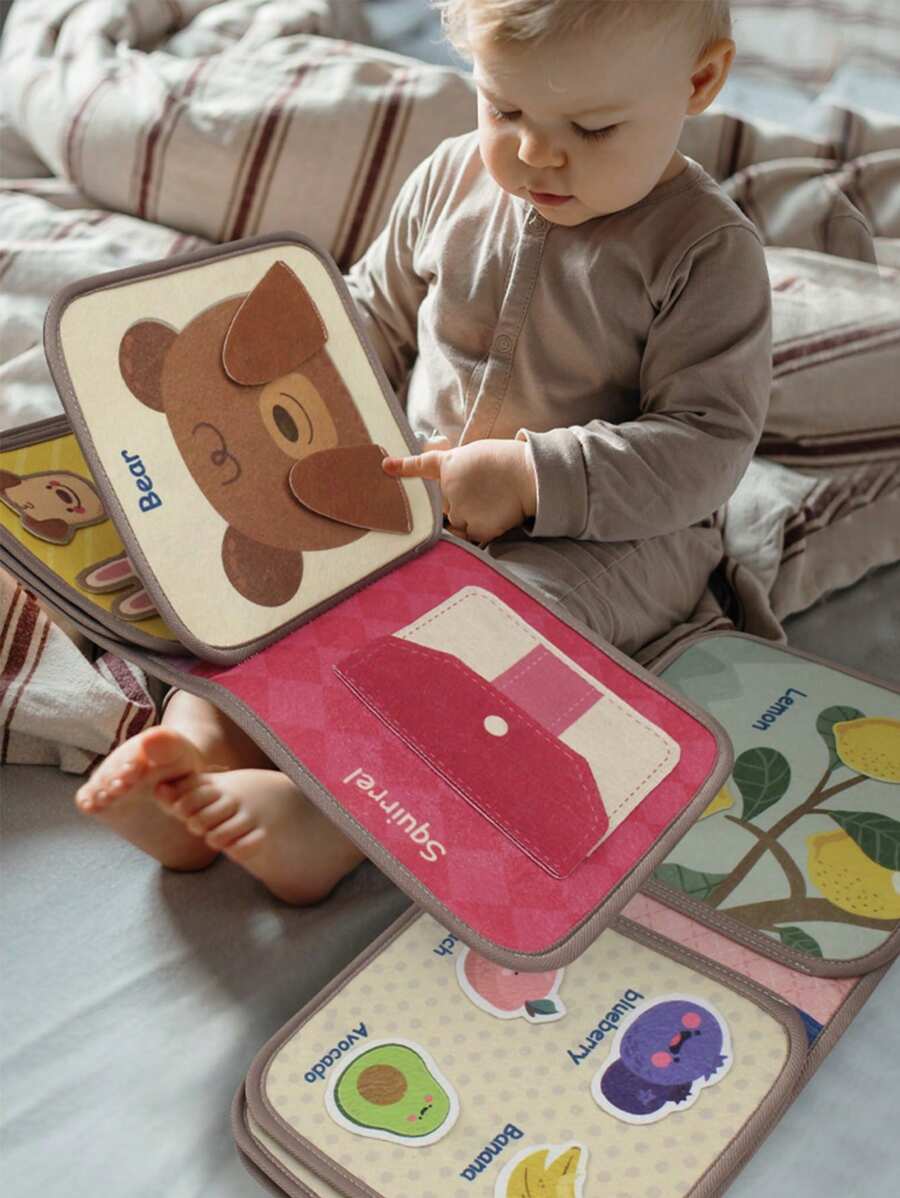 Montessori Baby Busy Cloth Book 3D Felt Sensory Activity Book Fine Motor Skills Learning Toy for Toddlers