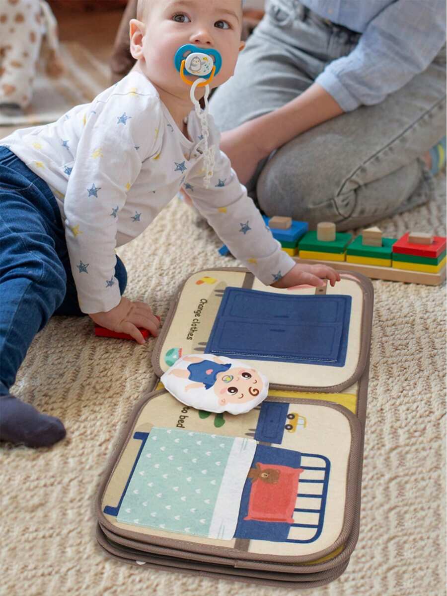Montessori Baby Busy Cloth Book 3D Felt Sensory Activity Book Fine Motor Skills Learning Toy for Toddlers