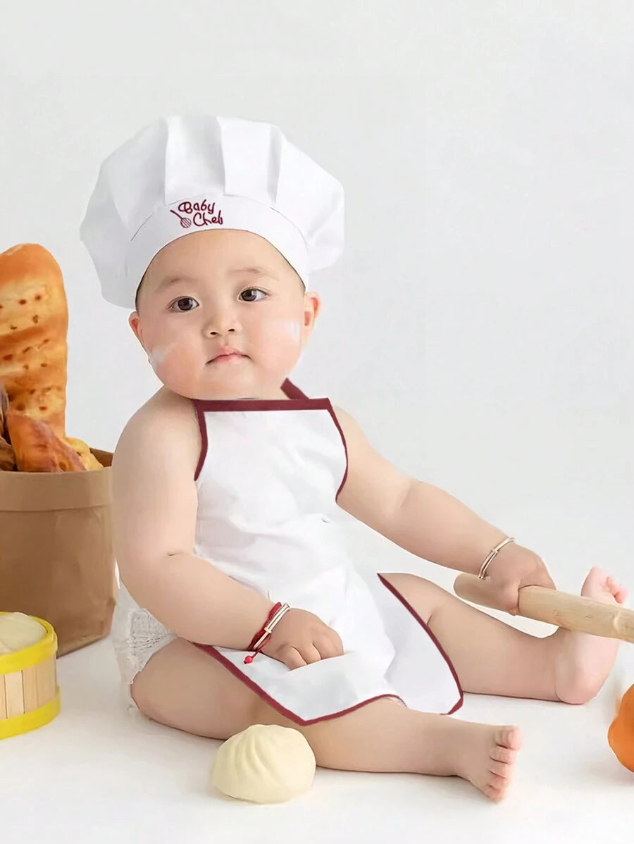 Baby Boy Chef Hat and Apron Photography Outfit Set for Newborn Photoshoots