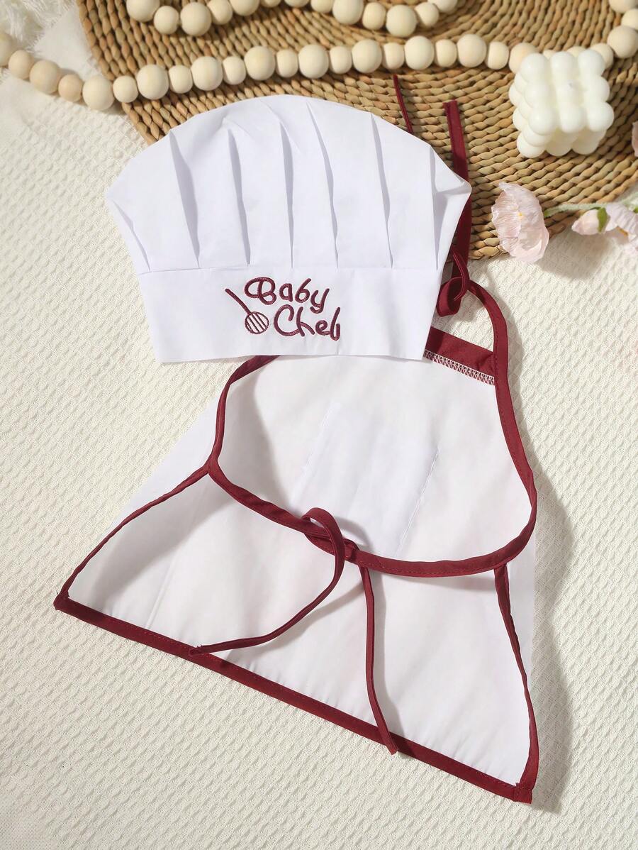 Baby Boy Chef Hat and Apron Photography Outfit Set for Newborn Photoshoots