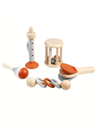 5-Piece Early Learning Music Toy Set – Wooden Percussion Instruments for Kids