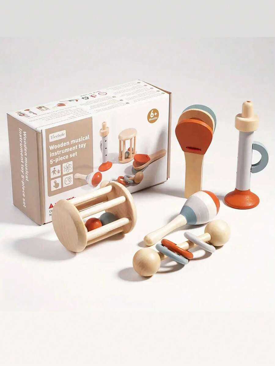 5-Piece Early Learning Music Toy Set – Wooden Percussion Instruments for Kids