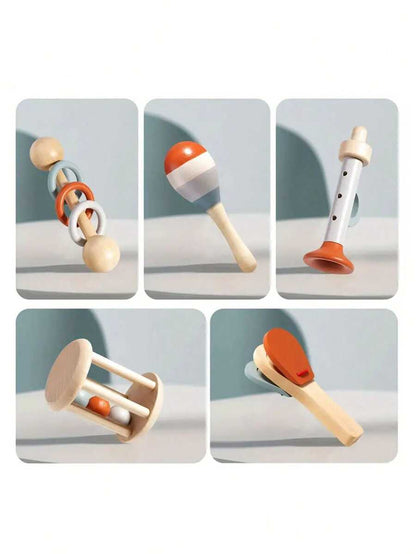5-Piece Early Learning Music Toy Set – Wooden Percussion Instruments for Kids