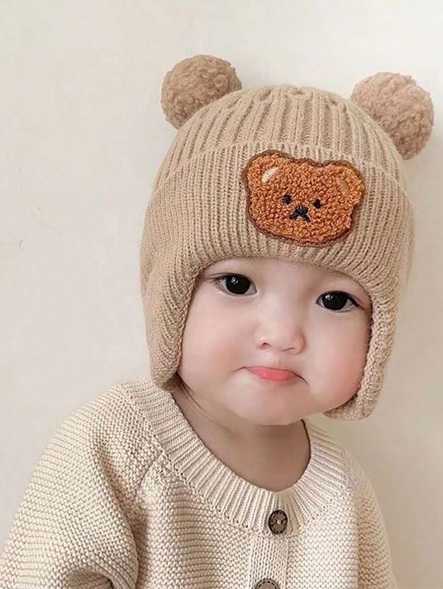 Bear Ear Knitted Winter Beanie Hat for Cute Warm Outdoor Wear