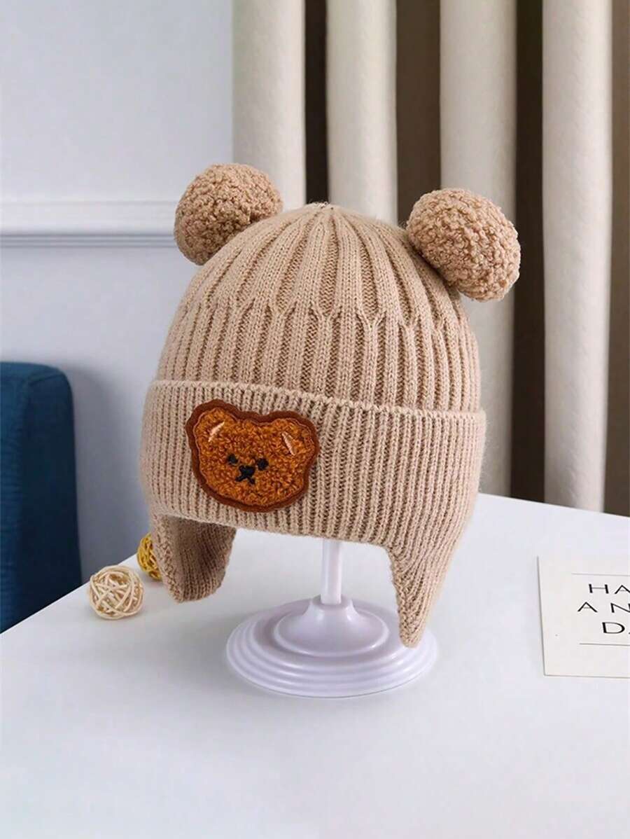 Bear Ear Knitted Winter Beanie Hat for Cute Warm Outdoor Wear