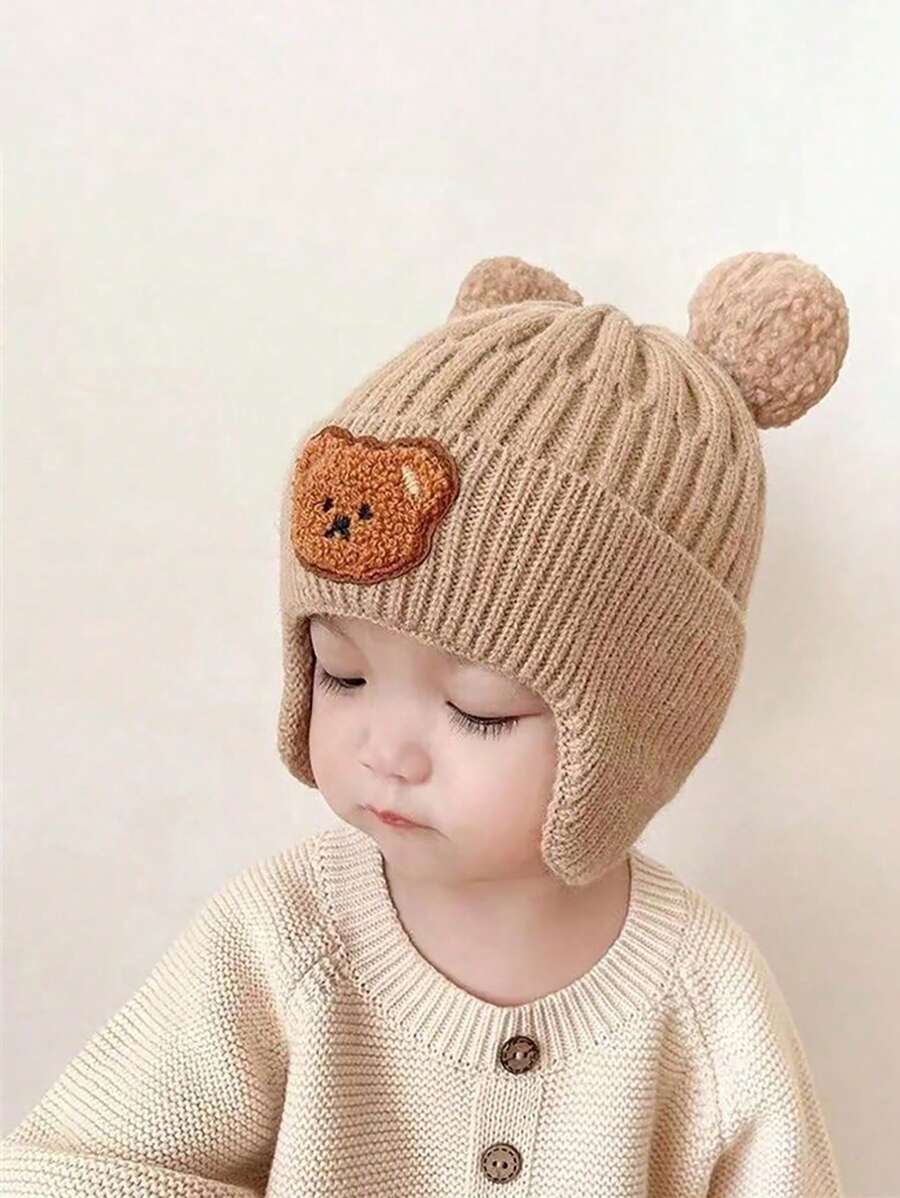Bear Ear Knitted Winter Beanie Hat for Cute Warm Outdoor Wear