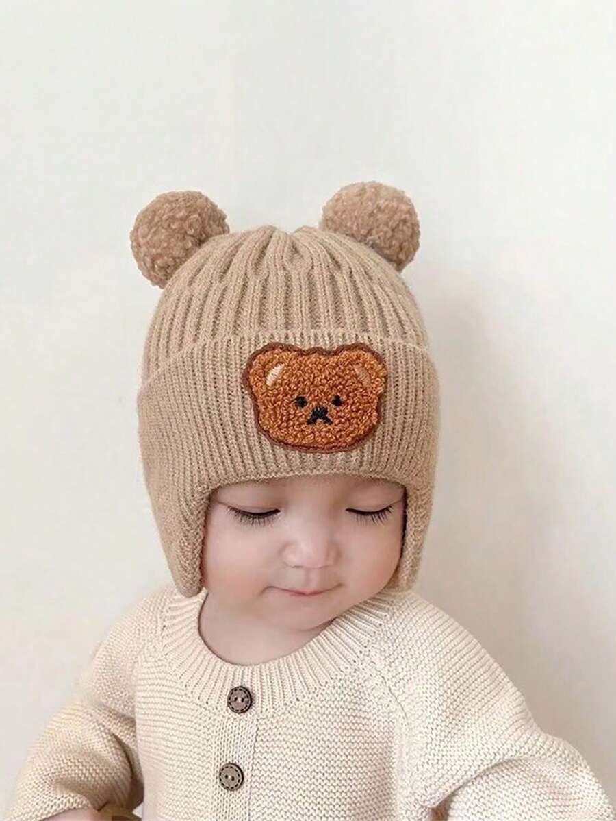 Bear Ear Knitted Winter Beanie Hat for Cute Warm Outdoor Wear