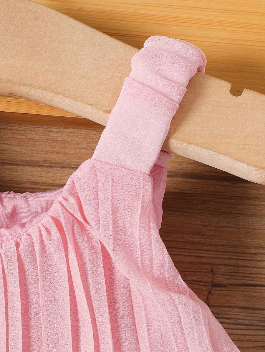 Summer Baby Girls Sleeveless Ruffle Cake Dress Solid Color Suspender Outfit