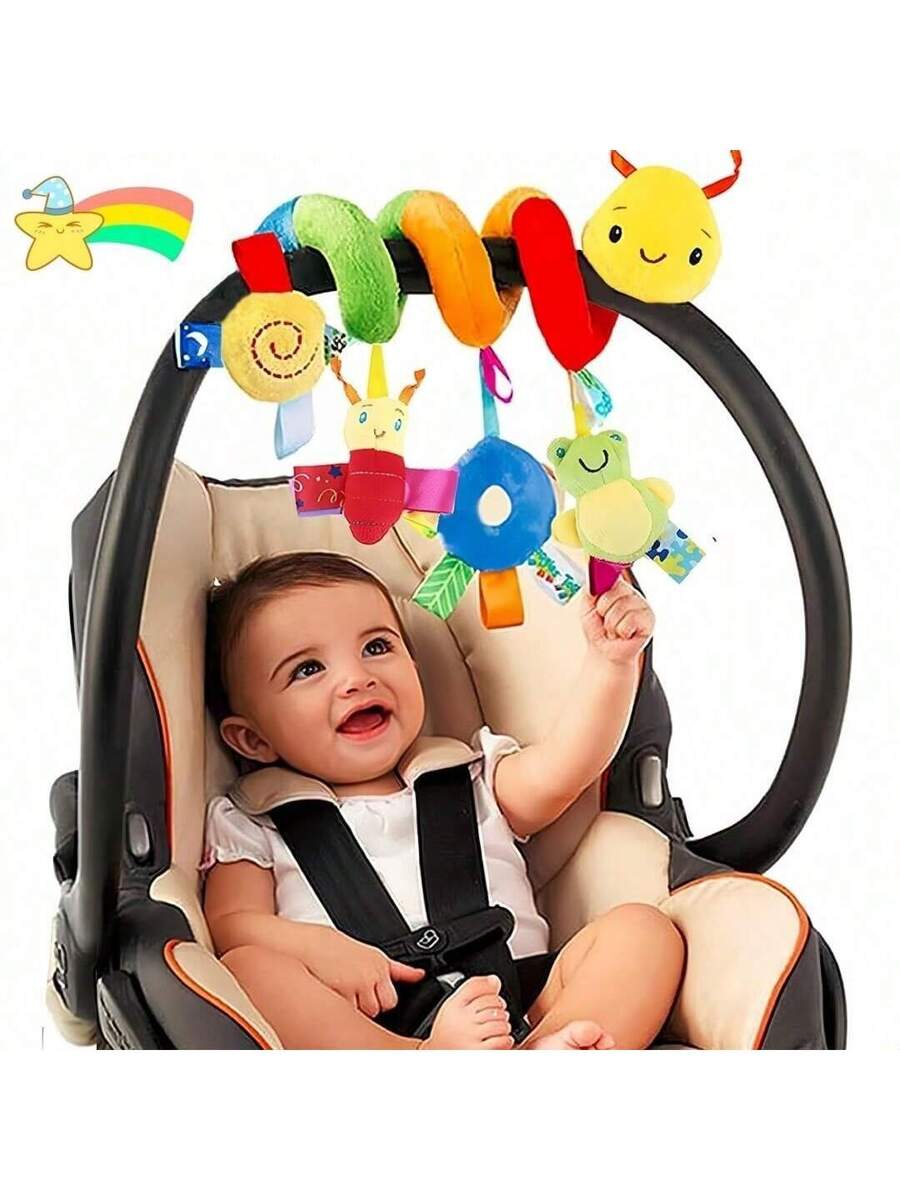Baby Spiral Stroller Toy Plush Hanging Rattle Sensory Toy for Crib Car Seat and Stroller 0-12 Months Baby Boys Girls Gift Set