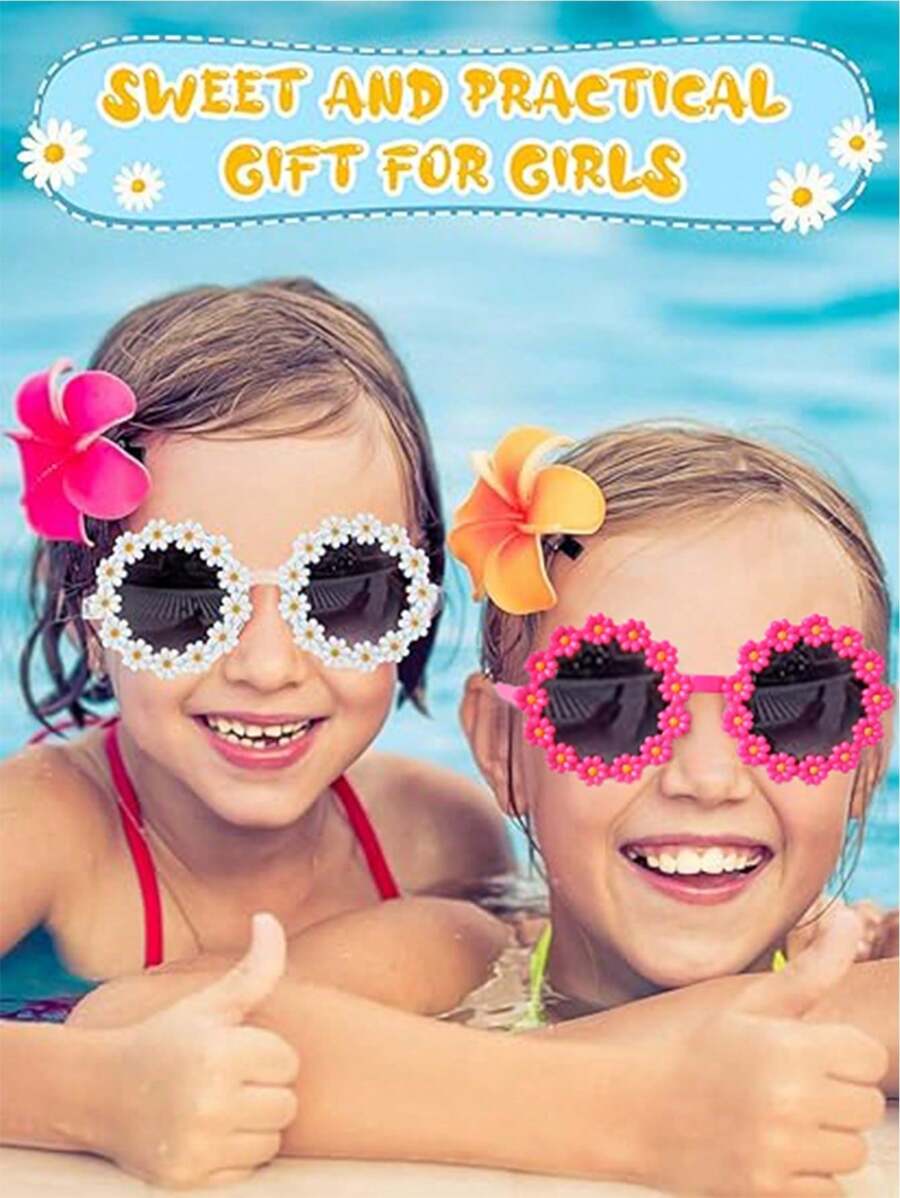 2/3Pcs Kids Flower Fashion Glasses Set – Cute Colorful Eyewear, Personalized Toddler Girls & Boys Casual Sunglasses
