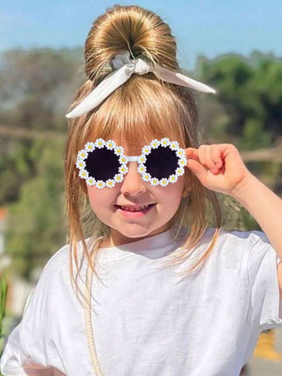 2/3Pcs Kids Flower Fashion Glasses Set – Cute Colorful Eyewear, Personalized Toddler Girls & Boys Casual Sunglasses