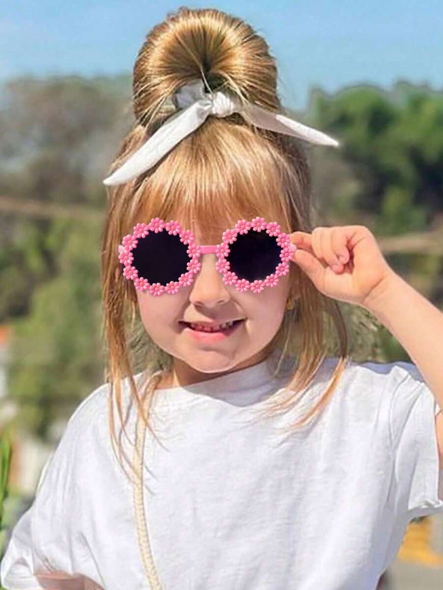 2/3Pcs Kids Flower Fashion Glasses Set – Cute Colorful Eyewear, Personalized Toddler Girls & Boys Casual Sunglasses