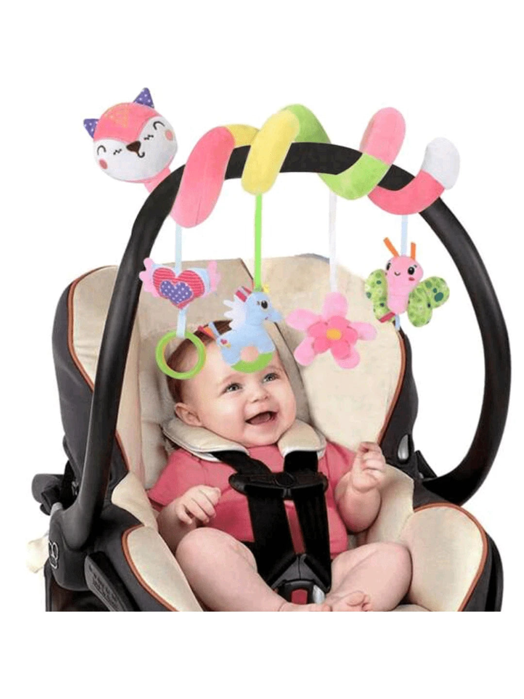 Baby Spiral Stroller Toy Plush Hanging Rattle Sensory Toy for Crib Car Seat and Stroller 0-12 Months Baby Boys Girls Gift Set