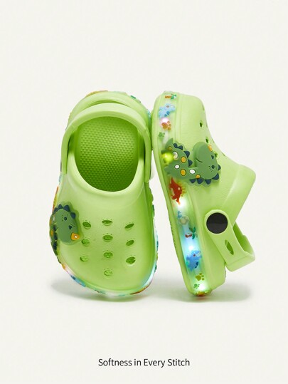 Unisex Green Dinosaur Sandals – Lightweight & Breathable, Cozy Pixies Summer Fashion Cartoon Shoes for Kids