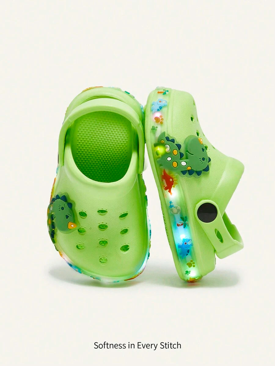 Unisex Green Dinosaur Sandals – Lightweight & Breathable, Cozy Pixies Summer Fashion Cartoon Shoes for Kids