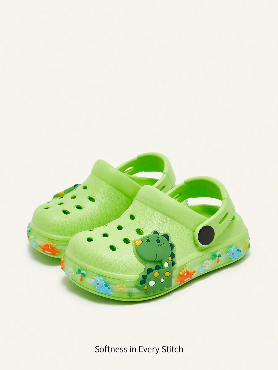 Unisex Green Dinosaur Sandals – Lightweight & Breathable, Cozy Pixies Summer Fashion Cartoon Shoes for Kids