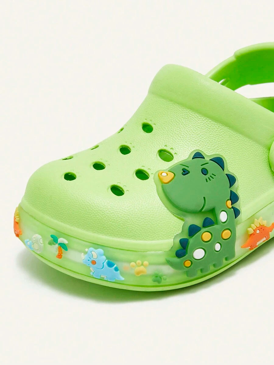 Unisex Green Dinosaur Sandals – Lightweight & Breathable, Cozy Pixies Summer Fashion Cartoon Shoes for Kids