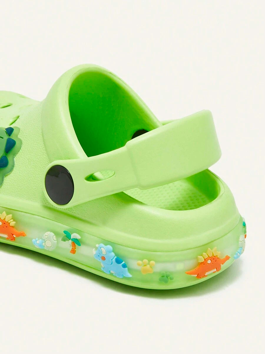 Unisex Green Dinosaur Sandals – Lightweight & Breathable, Cozy Pixies Summer Fashion Cartoon Shoes for Kids