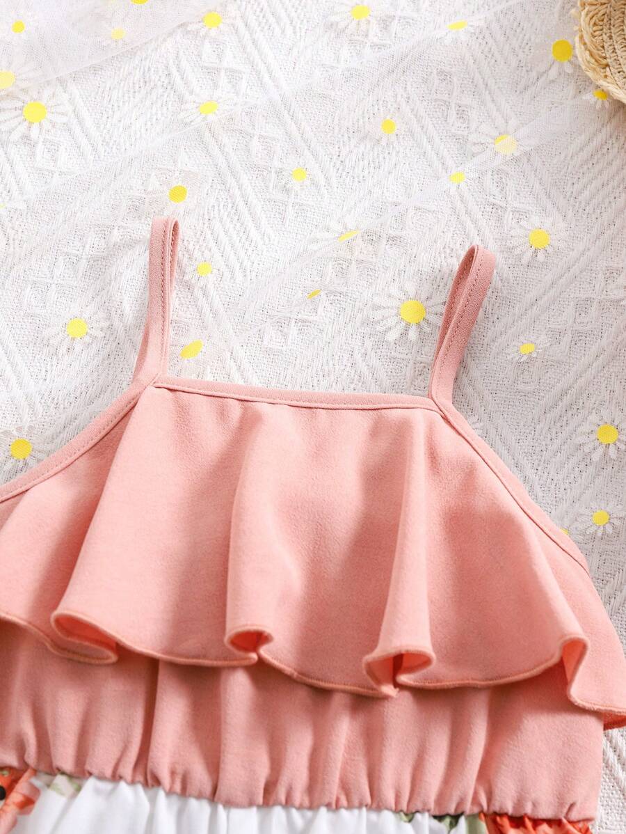 Baby Girl Floral Print Summer Jumpsuit Casual Sleeveless Outfit