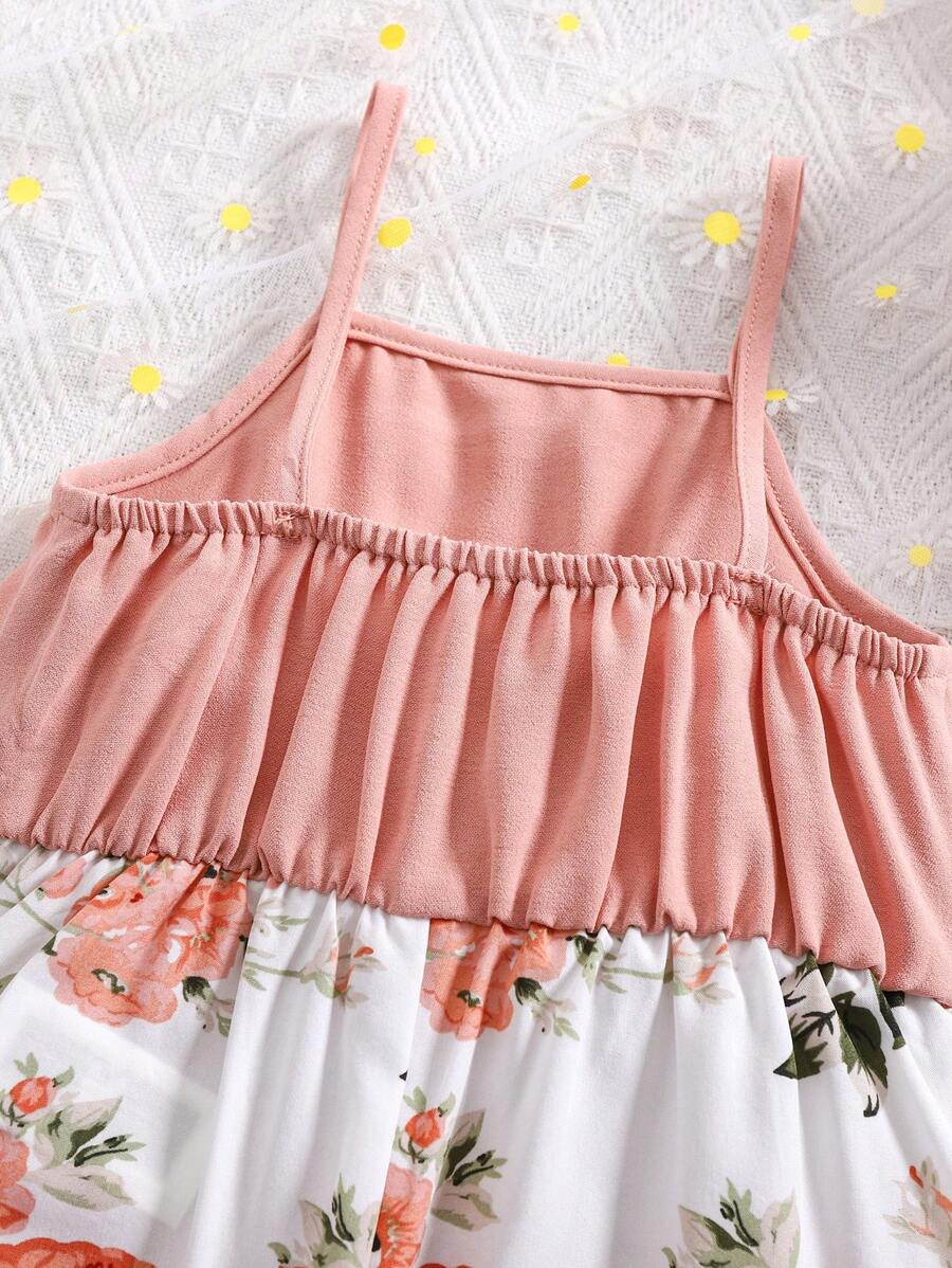 Baby Girl Floral Print Summer Jumpsuit Casual Sleeveless Outfit